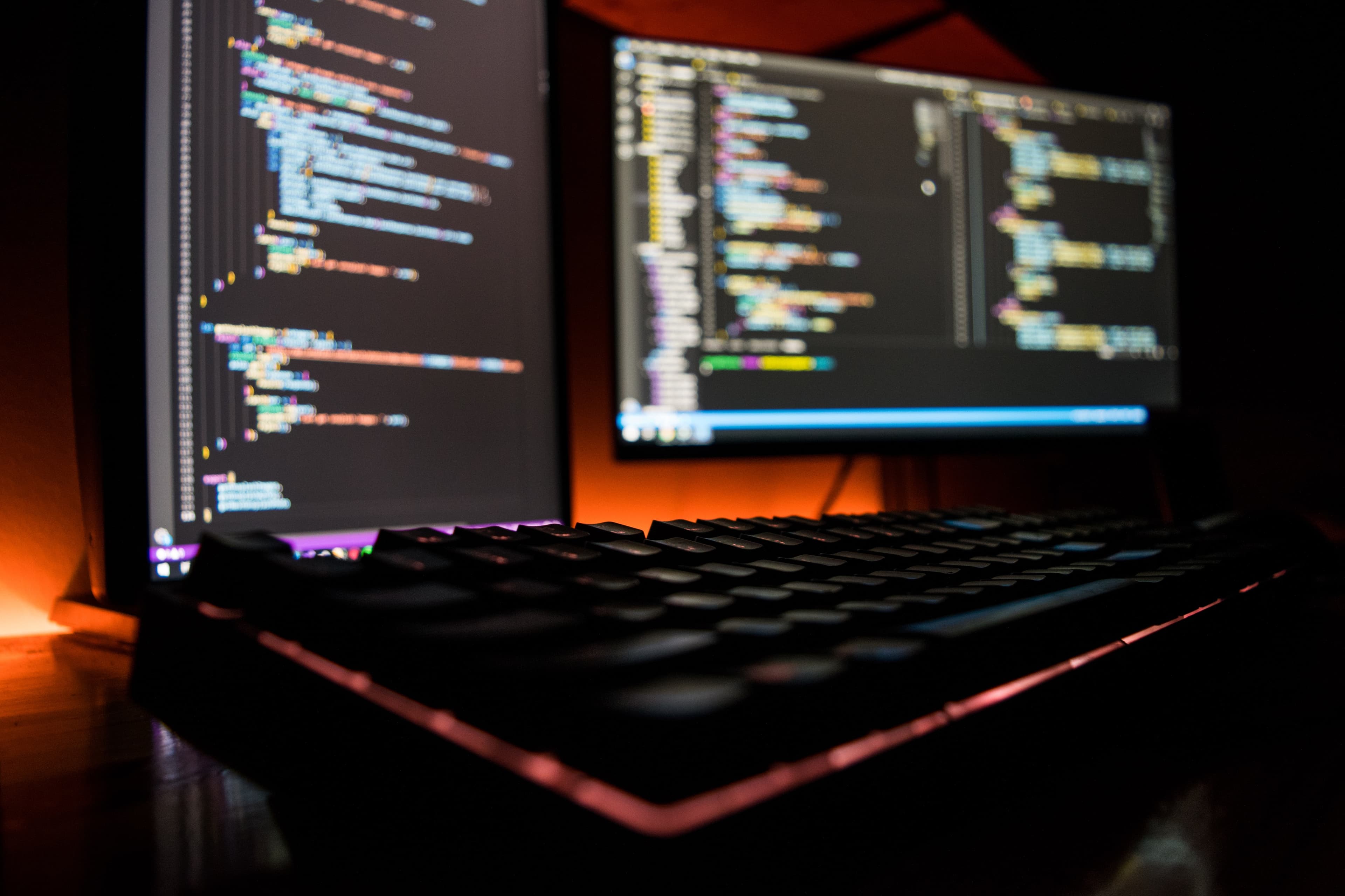 two screens containing programming code