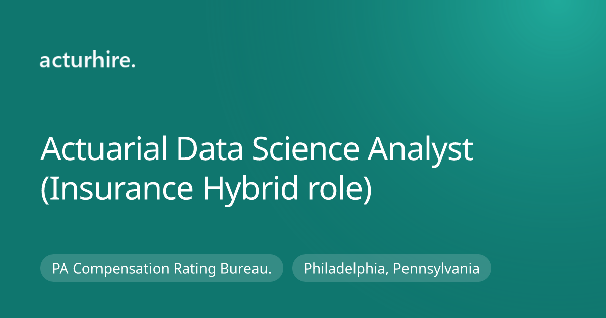 Actuarial Data Science Analyst (Insurance Hybrid role) at PA ...